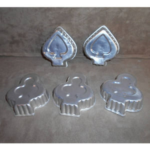 Lot of Aluminum Mini Individual Tart Jello Molds Spades & Clubs Card Suits